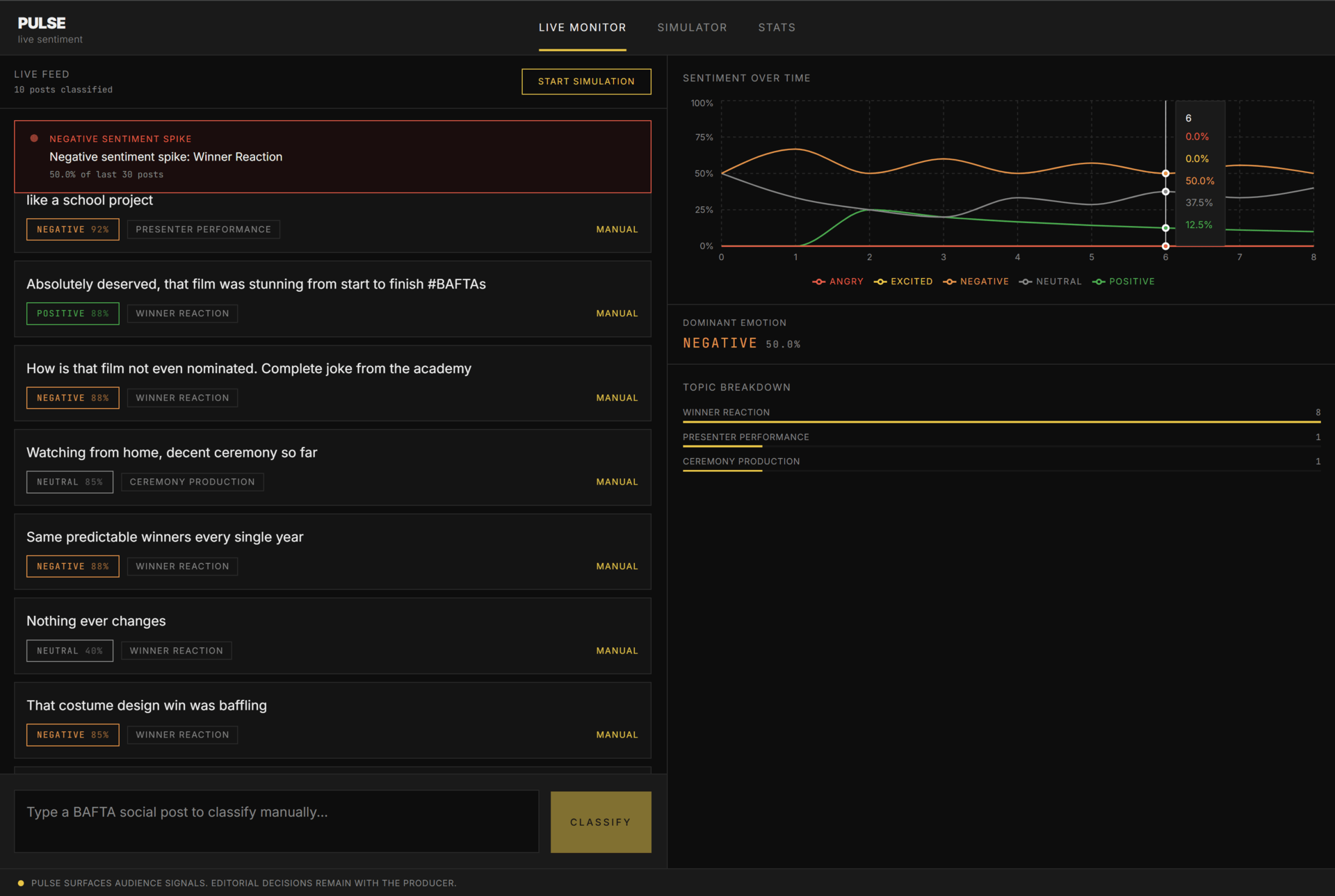 Pulse: AI Audience Sentiment Monitor
